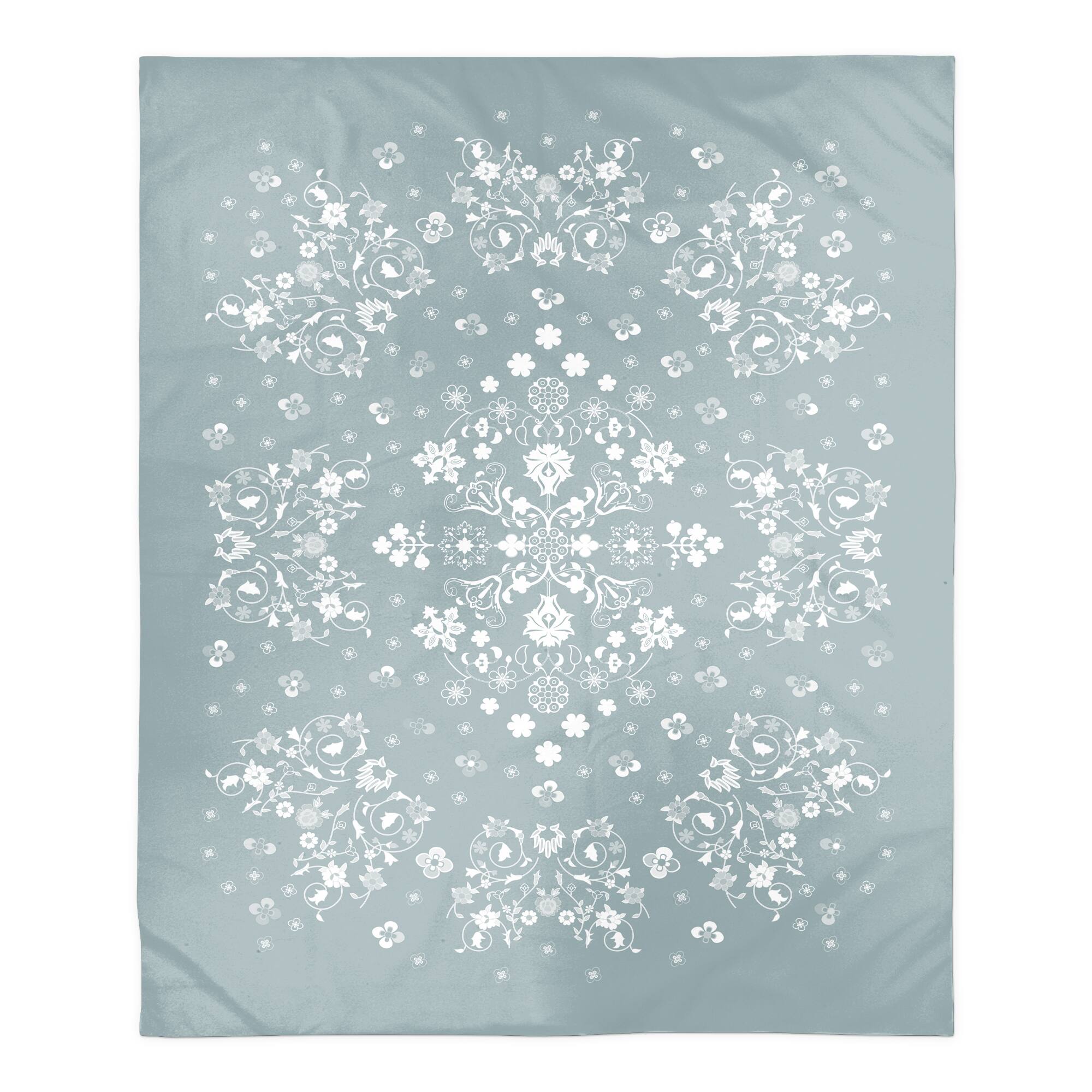 Blue Persian Sherpa Fleece Blanket